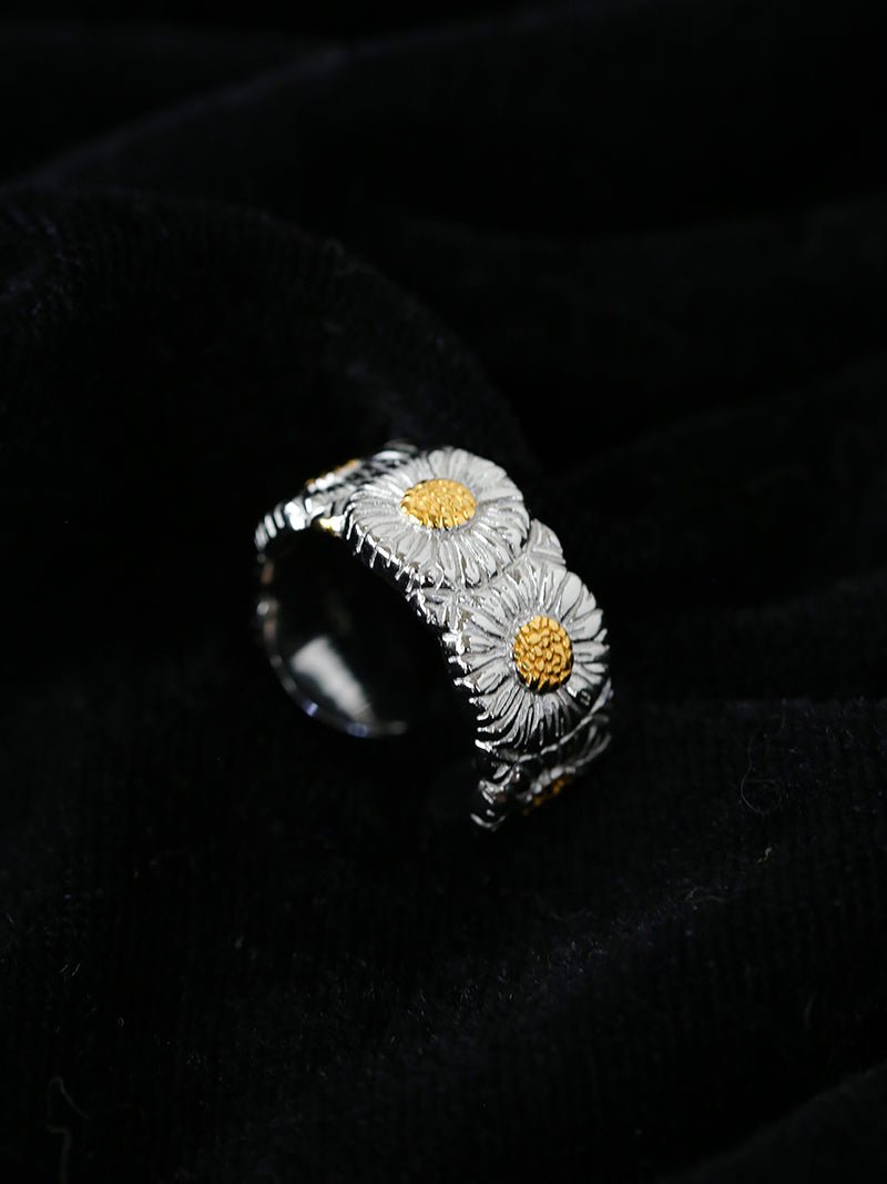 Buccellati - Inspired Daisy Open Ring 925 Silver with Colorful Zircon - floysun