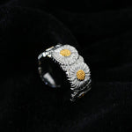 Buccellati - Inspired Daisy Open Ring 925 Silver with Colorful Zircon - floysun