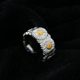 Buccellati - Inspired Daisy Open Ring 925 Silver with Colorful Zircon - floysun