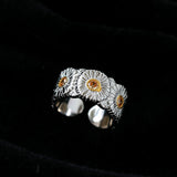 Buccellati - Inspired Daisy Open Ring 925 Silver with Colorful Zircon - floysun
