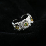 Buccellati - Inspired Daisy Open Ring 925 Silver with Colorful Zircon - floysun