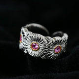 Buccellati - Inspired Daisy Open Ring 925 Silver with Colorful Zircon - floysun
