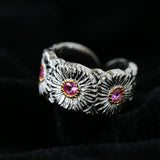 Buccellati - Inspired Daisy Open Ring 925 Silver with Colorful Zircon - floysun