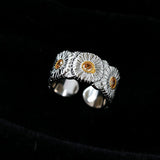 Buccellati - Inspired Daisy Open Ring 925 Silver with Colorful Zircon - floysun