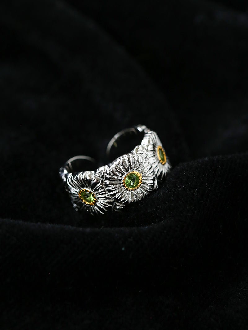 Buccellati - Inspired Daisy Open Ring 925 Silver with Colorful Zircon - floysun