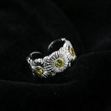Buccellati - Inspired Daisy Open Ring 925 Silver with Colorful Zircon - floysun