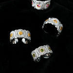 Buccellati - Inspired Daisy Open Ring 925 Silver with Colorful Zircon - floysun