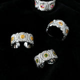 Buccellati - Inspired Daisy Open Ring 925 Silver with Colorful Zircon - floysun