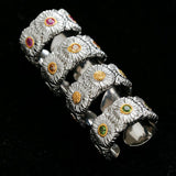 Buccellati - Inspired Daisy Open Ring 925 Silver with Colorful Zircon - floysun