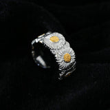 Buccellati - Inspired Daisy Open Ring 925 Silver with Colorful Zircon - floysun