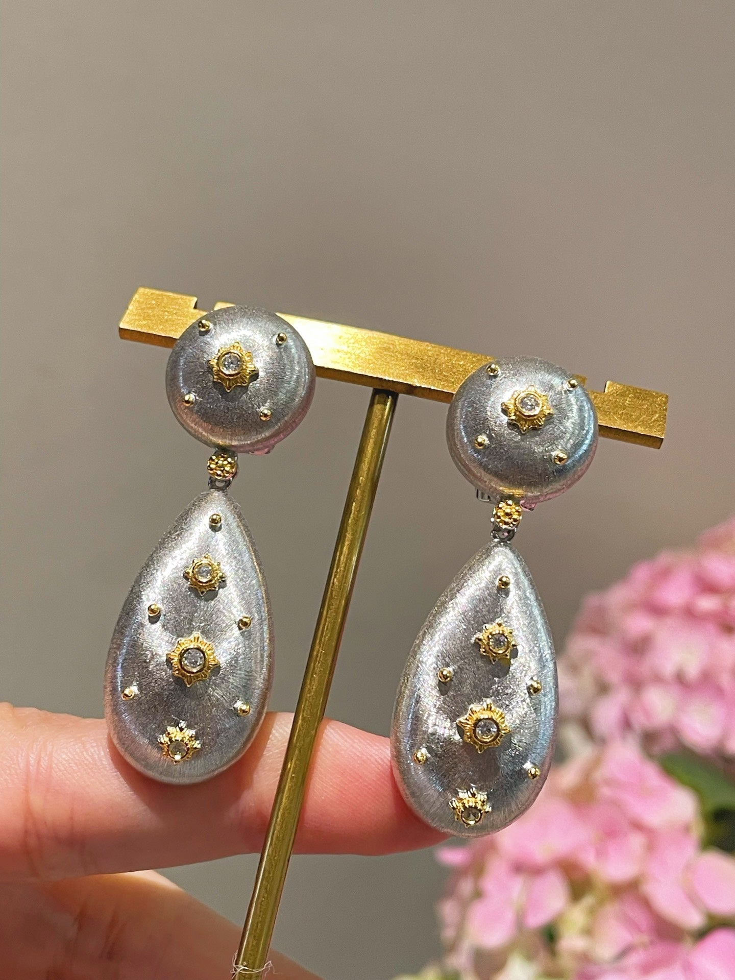 Buccellati - Inspired Double Drop Earrings - Silver - floysun