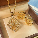 Buccellati - Inspired Honeycomb Clover Necklace - floysun