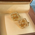Buccellati - Inspired Honeycomb Clover Stud Earrings - floysun