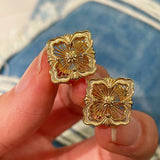 Buccellati - Inspired Honeycomb Clover Stud Earrings - floysun