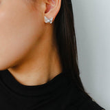 Butterfly Spark Grey Pearl Studs - floysun