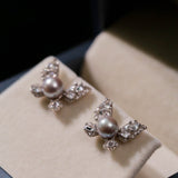 Butterfly Spark Grey Pearl Studs - floysun