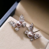 Butterfly Spark Grey Pearl Studs - floysun