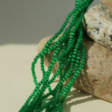 Camellia Clasp Multi-Layered Green Cat's Eye Necklace - floysun