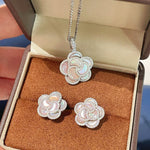 Camellia Sparkle Pendant Necklace – Natural Pink Mother - of - Pearl - floysun