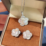 Camellia Sparkle Pendant Necklace – Natural Pink Mother - of - Pearl - floysun