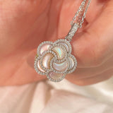 Camellia Sparkle Pendant Necklace – Natural Pink Mother - of - Pearl - floysun