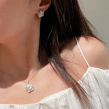 Camellia Sparkle Pendant Necklace – Natural Pink Mother - of - Pearl - floysun