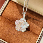 Camellia Sparkle Pendant Necklace – Natural Pink Mother - of - Pearl - floysun