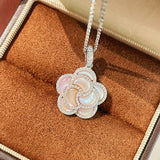 Camellia Sparkle Pendant Necklace – Natural Pink Mother - of - Pearl - floysun