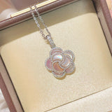 Camellia Sparkle Pendant Necklace – Natural Pink Mother - of - Pearl - floysun
