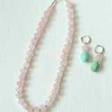 Candy - Colored Faceted Rose Quartz & Amazonite Beaded Necklace - floysun