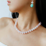 Candy - Colored Faceted Rose Quartz & Amazonite Beaded Necklace - floysun