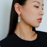Candy - Colored Faceted Rose Quartz & Amazonite Drop Earrings - floysun