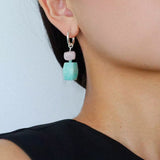 Candy - Colored Faceted Rose Quartz & Amazonite Drop Earrings - floysun