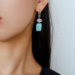 Candy - Colored Faceted Rose Quartz & Amazonite Drop Earrings - floysun