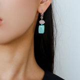 Candy - Colored Faceted Rose Quartz & Amazonite Drop Earrings - floysun