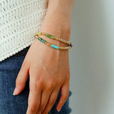 Candy - Colored Natural Stone Rainbow Beaded Bracelet - Rainbow Color Design - floysun