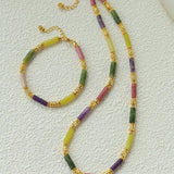 Candy - Colored Natural Stone Rainbow Beaded Bracelet - Rainbow Color Design - floysun
