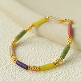Candy - Colored Natural Stone Rainbow Beaded Bracelet - Rainbow Color Design - floysun