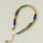 Candy - Colored Natural Stone Rainbow Beaded Bracelet - Teal Design - floysun
