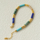 Candy - Colored Natural Stone Rainbow Beaded Bracelet - Teal Design - floysun
