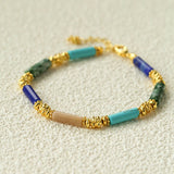 Candy - Colored Natural Stone Rainbow Beaded Bracelet - Teal Design - floysun