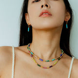 Candy - Colored Natural Stone Rainbow Beaded Necklace - Rainbow Color Design - floysun