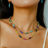 Candy - Colored Natural Stone Rainbow Beaded Necklace - Rainbow Color Design - floysun