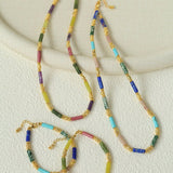 Candy - Colored Natural Stone Rainbow Beaded Necklace - Rainbow Color Design - floysun