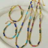 Candy - Colored Natural Stone Rainbow Beaded Necklace - Rainbow Color Design - floysun