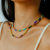 Candy - Colored Natural Stone Rainbow Beaded Necklace - Rainbow Color Design - floysun