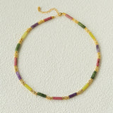 Candy - Colored Natural Stone Rainbow Beaded Necklace - Rainbow Color Design - floysun