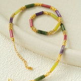 Candy - Colored Natural Stone Rainbow Beaded Necklace - Rainbow Color Design - floysun