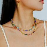 Candy - Colored Natural Stone Rainbow Beaded Necklace - Rainbow Color Design - floysun