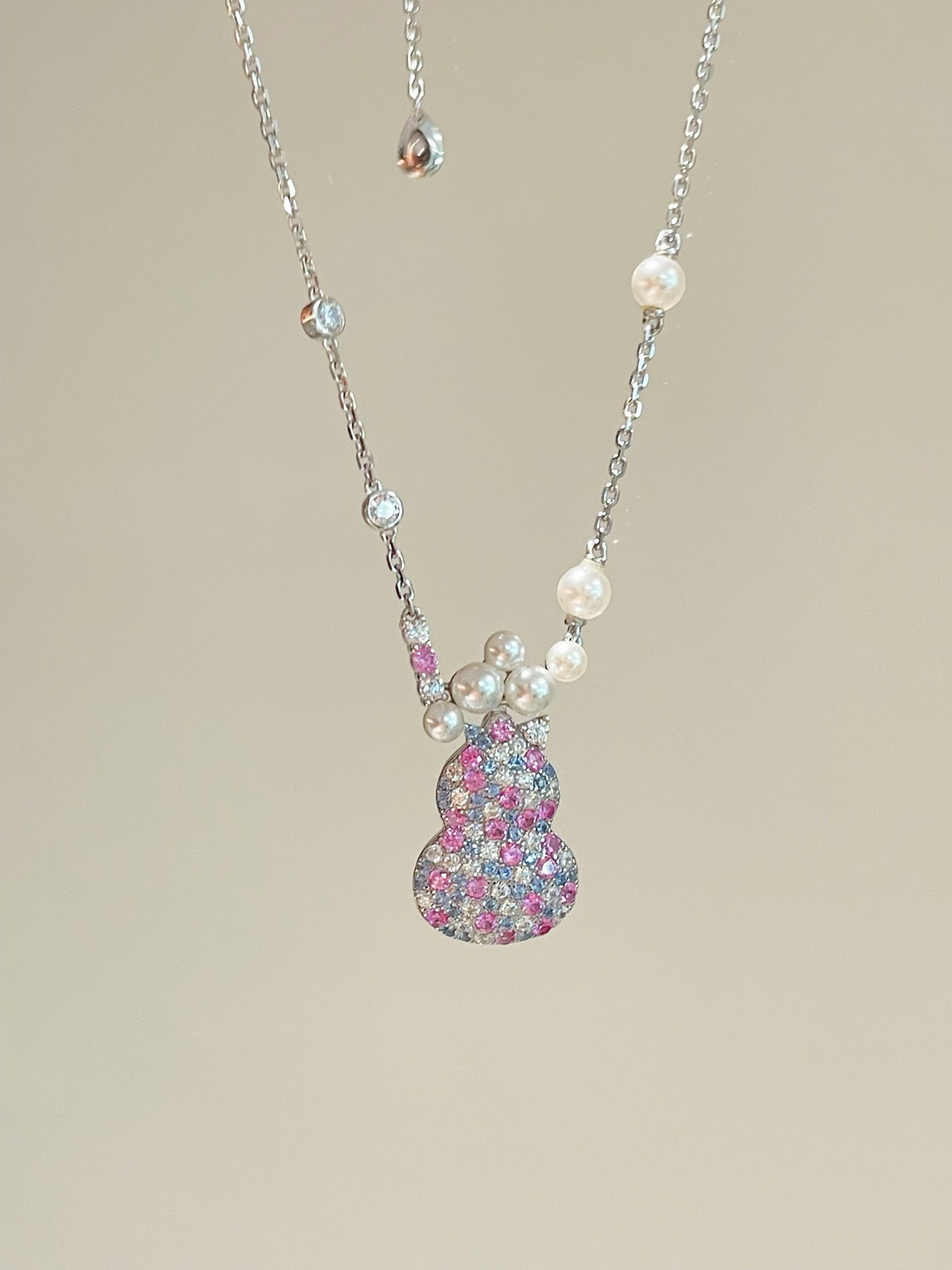 Candy Pearl Gourd Necklace – 925 Sterling Silver with Swarovski Pearls - floysun